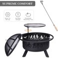 thumbnail image 3 of Fire Pits 30'' Outdoor Wood Burning Firepit Bowl with Grill PlateSpark Screen Cover Log Grate Fire Poker Steel Round Fireplace for Outside Camping Bonfire Beach Patio Backyard, Hollowed-Out Red Bird, 3 of 8