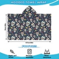 thumbnail image 2 of Navy Floral Skull Pattern Hooded Bath Towel，50"x30" for Ages 3 To 12 Kids, Quick Dry Lightweight Soft Microfiber Hood Beach Towel Cover Up for Kids, 2 of 7