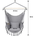 thumbnail image 4 of BAYUELSWU Hammock Chair Swing with 2 Cushions, Hanging Rope Rope Swing with Tassel Perfect for Indoor/Outdoor (Gray), 4 of 6
