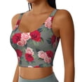 thumbnail image 2 of Goofa Rose Flowers Printed Sports Bras for Women, High Impact Running Bra Workout Crop Tank Tops Longline Sports Bra Push up-, 2 of 9