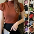 thumbnail image 4 of Womens Half turtleneck Sweater T-shirt With Sweater Underneath Slim Fit Crop Top, 4 of 11