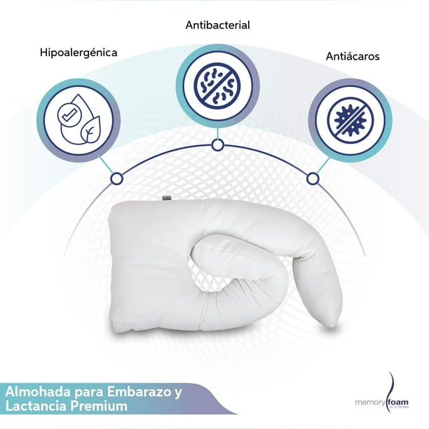Almohada Para Embarazo Y Lactancia Premium Tela Extra Suave Memory Foam Almohada de Embarazo Walmart en linea