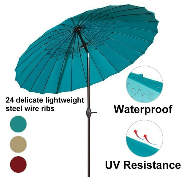Abba Patio 8 5 Ft Round Parasol Patio Umbrella With Push Button Tilt And Crank 24 Steel Wire Ribs Uv Resistant Fabric Turquoise Walmart Com Walmart Com