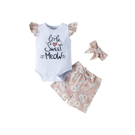 

ZIYIXIN Newborn Infant Baby Girl Casual Summer Outfits Sleeveless Ruffle Romper Floral Tutu Shorts with Headband 3Pcs Set Pink 3-6 Months