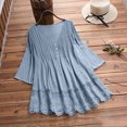 thumbnail image 3 of QGJZVUNL Flowy V Neck T Shirts for Women Fall Clothes Casual Long Sleeve Blouses Business Work Tops Size 4XL, 3 of 8