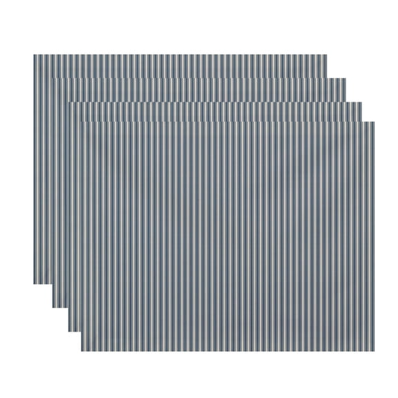 Simply Daisy, 18 x 14 inch, Ticking Stripe Placemat (set of 4), Navy Blue