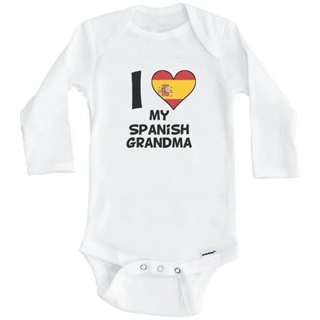 

I Heart My Spanish Grandma Spain Flag One Piece Baby Bodysuit (Long Sleeve) 0-3 Months White