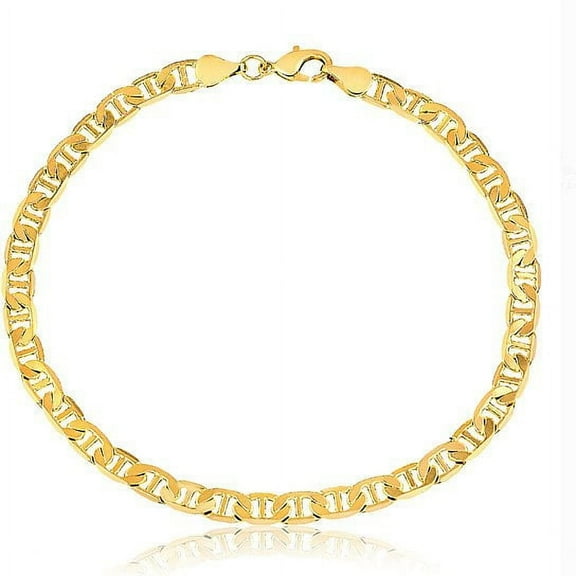 YTTAL 18K Solid Gold Flat Mariner Anklet 10'' Gold Plated Necklaces For Women