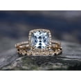 thumbnail image 5 of HeartsAndYou 3ct Natural Blue Aquamarine Bridal Set Engagement Ring 14k SOLID Yellow Gold, 5 of 6