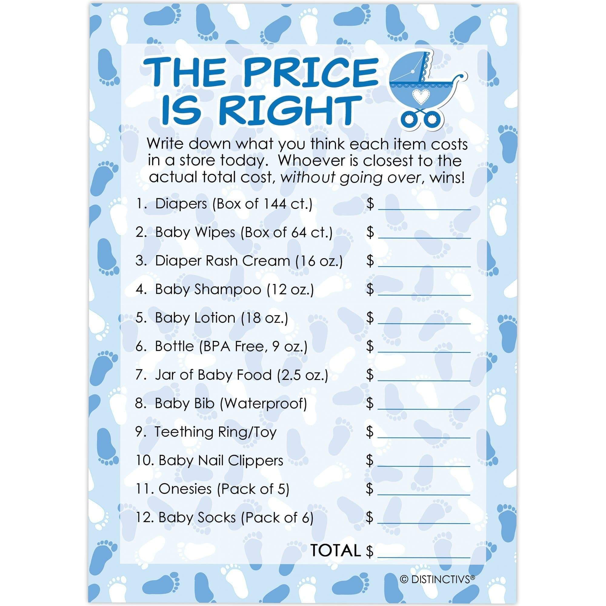 Baby Predictions Baby Shower Games Cards Pack of 10 Gifts Favours Party Boy Blue 