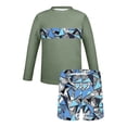 thumbnail image 4 of Bathing Suits for Teens Rash Guard Swimsuits Set for Boys Hawaiian Print Long Sleeve Swim Shirt with Swim Trunks Vacation Modest Two Piece Swim Set for 3-14Years, 4 of 7