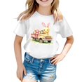 thumbnail image 4 of MIXUE Toddler Girls Tops & T-Shirts Easter Bunny Round Neck Short Sleeve Casual Tops Pullover T Shirts Daily-Wear,White,12-13 Years, 4 of 4