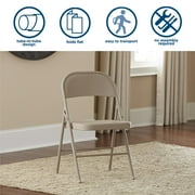Mainstays All-Steel Metal Folding Chair, Beige, 4 Pack