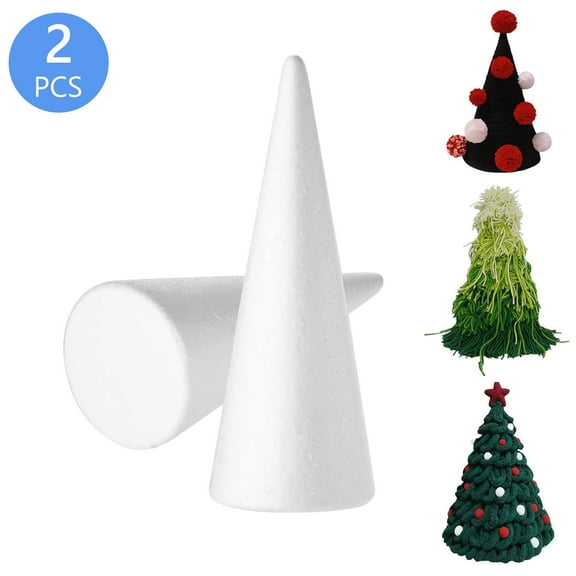 Tripumer 2 Pcs Craft Foam Cones 2.9 inch in diameter Tree Polystyrene Cone Foam Tree Cones for DIY Modeling Craft Floral Arranging Supplies