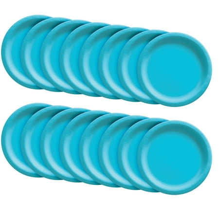Party City Disposable Paper Plates, 16 Count (Caribbean Blue) - Go Brightly Classic Everyday Lunch Paper Plates, 8.5" - Premium Party Supplies