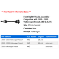 thumbnail image 2 of Front Right CV Axle Assembly - Compatible with 2000 - 2005 Volkswagen Passat AWD 2.8L V6 2001 2002 2003 2004, 2 of 2