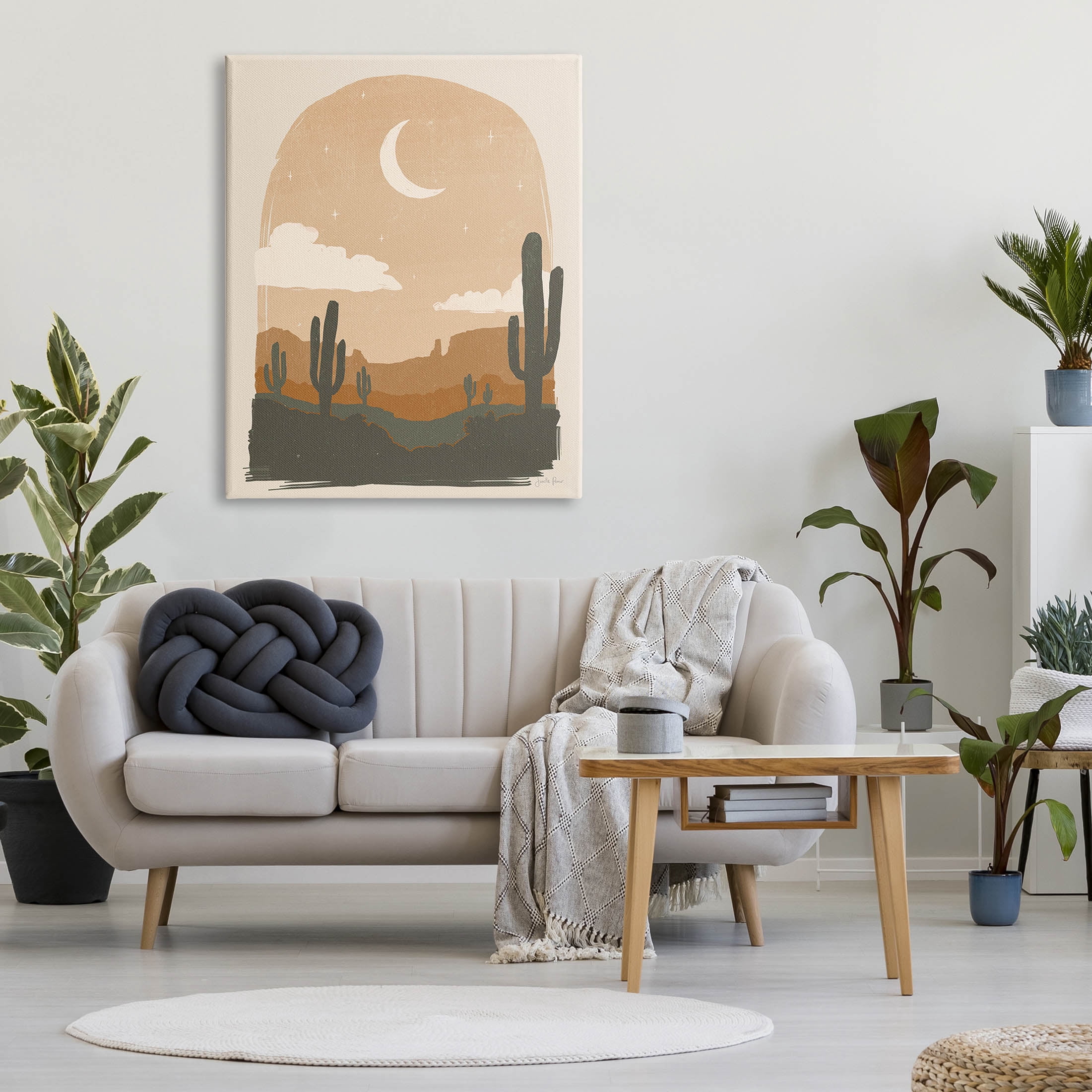 Stupell Industries Arid Desert Cactus Under Night Sky Graphic Art Gallery Wrapped Canvas Print Wall Art, Design by Janelle Penner