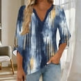 thumbnail image 2 of Tqcoqu Women's Casual Loose Tunic Tops Blouses,V Neck 3/4 Sleeve Floral Print Fit Tops,Navy Women's S-XL, 2 of 7