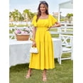 thumbnail image 3 of Vestido GRACE KARIN Summer Fluido Midi Cuello Cuadrado Amarillo para Mujer, 3 of 8