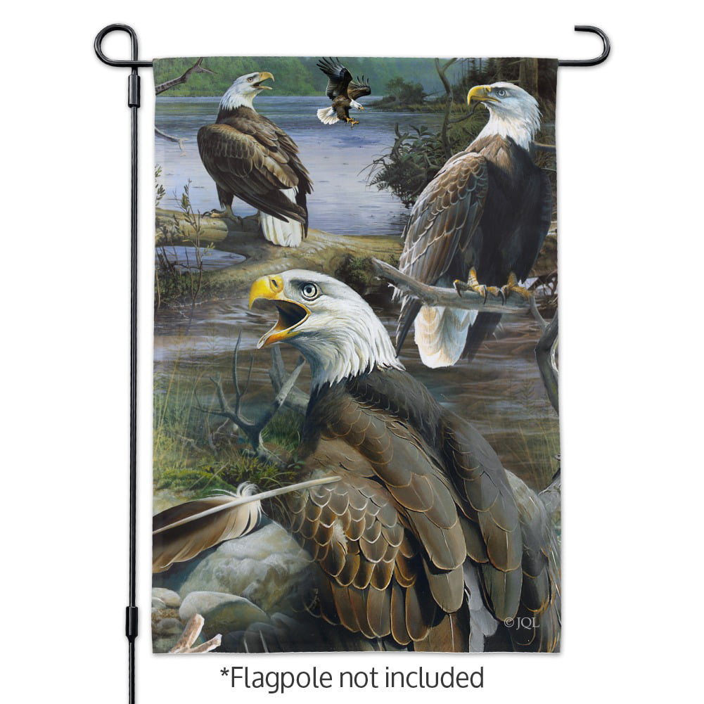 Bald Eagle and Baby Eaglet Raptor Collage Garden Yard Flag 