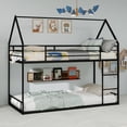 thumbnail image 4 of Harper & Bright Designs Twin Size House Bunk Bed with Ladder, Twin Over Twin Metal Bunk Bed Frame with Guardrail for Boys and Girls, Black, 4 of 12