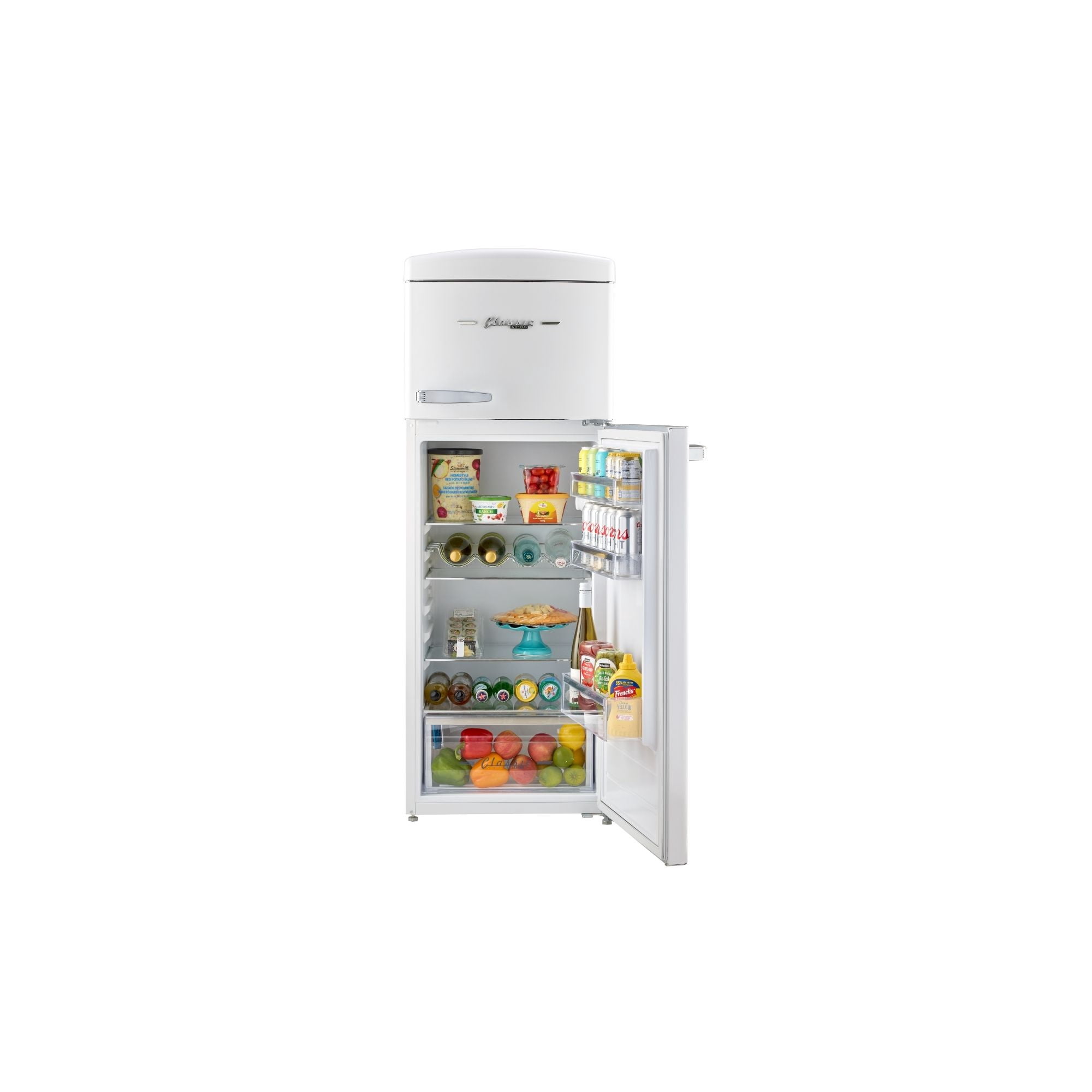 Classic Retro 7.5 cu ft Top Mount Refrigerator in Marshmallow White