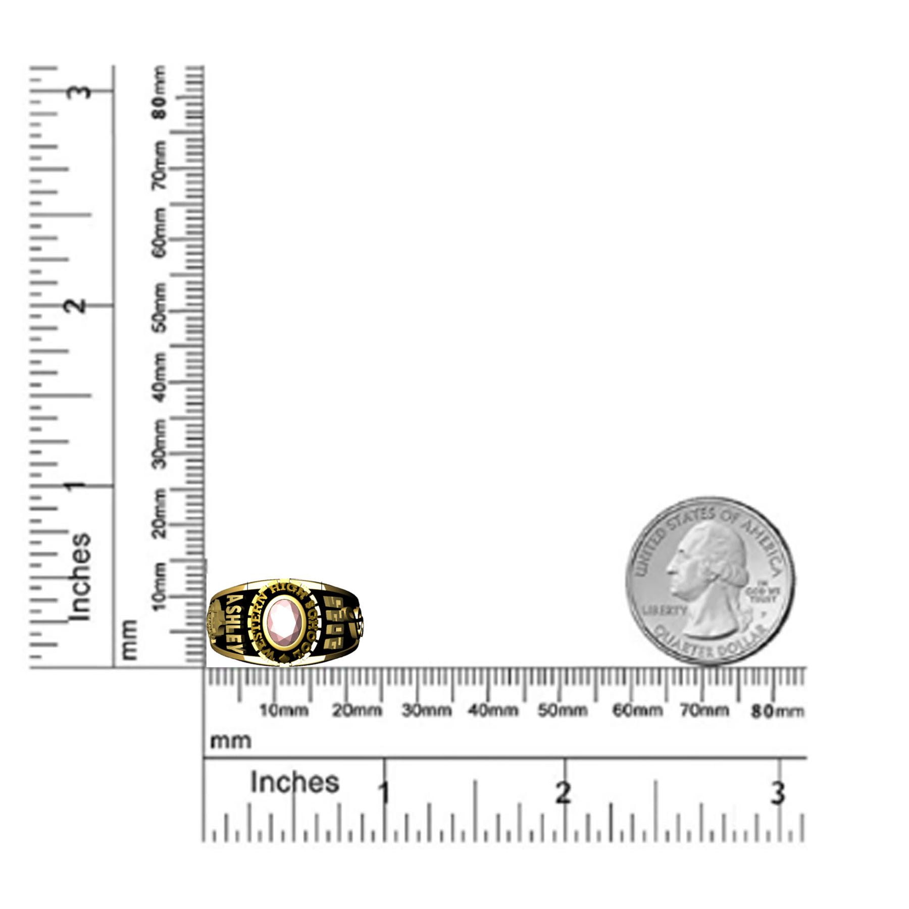 Mementos USA Customized Small Women's Class Ring Sterling Silver for High School College-Gold