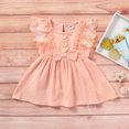 thumbnail image 4 of POINTERTECK Robe d'Été Sans Manches en Coton et Lin pour Bébé Fille Robe Décontractée à Bords en Dentelle Robe Nœud, 4 of 7