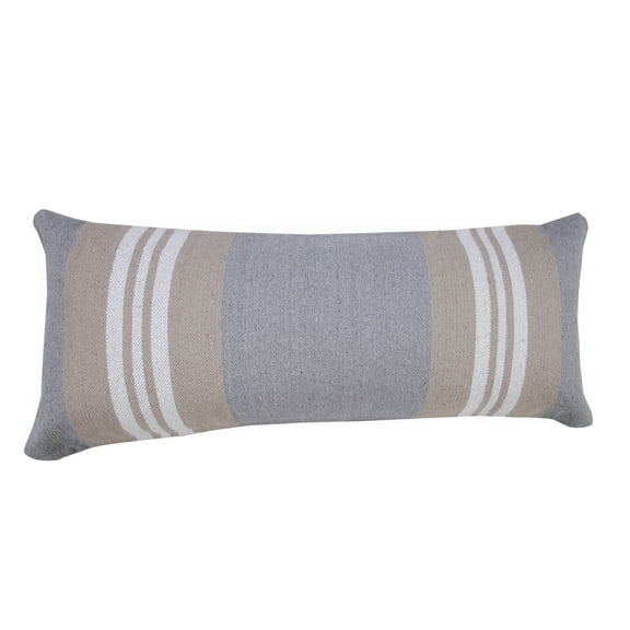 HomeRoots 517267 14 x 36 in. Striped Cotton Zippered Pillow, Beige & Gray