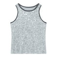 thumbnail image 5 of Men's Sequin Vest Solid Color Sequin Splicing Elastic Skinny Round Neck Vest Men's Stagewear, 5 of 5