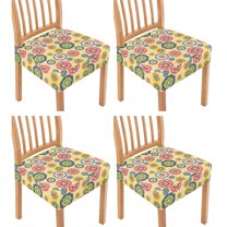HELLHERO Boho Mandala Flower Print Dining Chair Seat Cushion Covers Set of 4, Protective Chairs Covers for Kitchen, Anti Dirt Dining Room Chair Seat Cover, Yellow