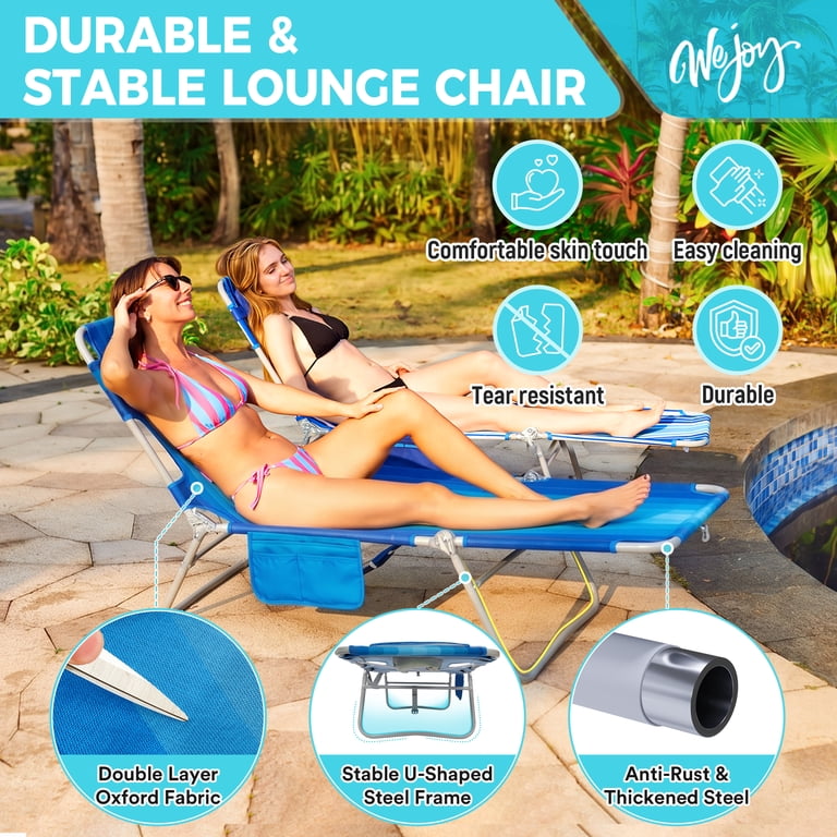 WEJOY Beach Chaise Lounge, 5-Position Tanning Chair with Face Hole photo 6