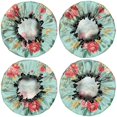 thumbnail image 2 of Shower Caps,Pioneer Flower Floral Print Pattern Waterproof Shower Cap for Women 4 Pieces,Double Reusable Hair Cover for Shower PEVA Elastic Stretch Hem, 2 of 7