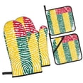 thumbnail image 2 of Togo Flag Oven Mitts And Pot Holders Sets Baking Sets For Kitchen Bbq Gloves Heat Resistant Cooking Fingerprint Country Pride Identity 4 Pcs, 2 of 8