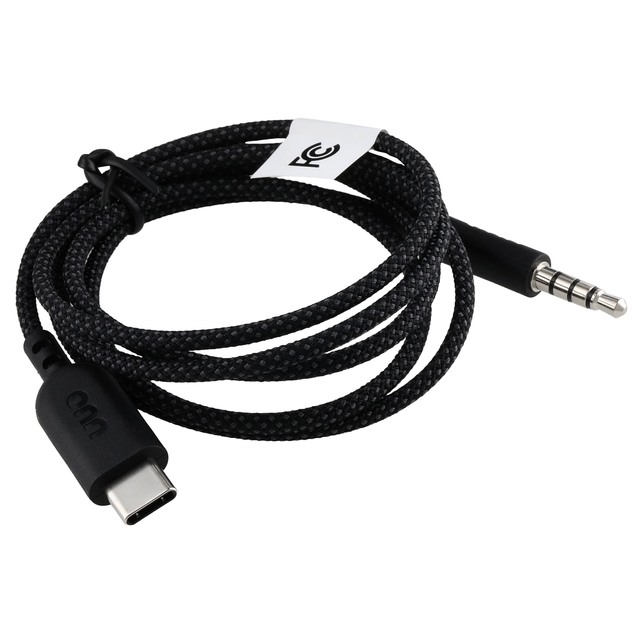onn 3' Braided USB-C to 3.5 mm AUX Cable, Black