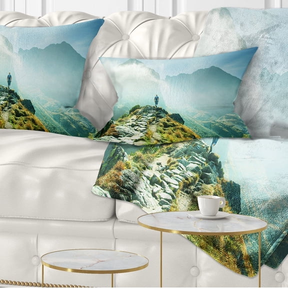 Designart Mountains Landscape - Photography Throw Pillow - 12x20