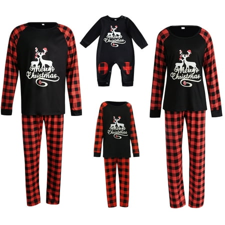 Family Christmas Pajamas Sets Deer Print Parent-Child Matching Pjs Sleepwear for Adult Kids Baby