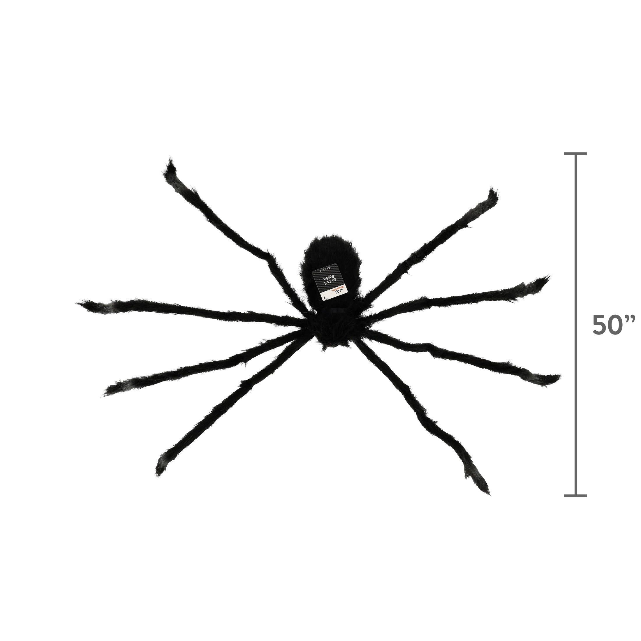 Furry Spider Decoration, Black, 50", Halloween by Way To Celebrate