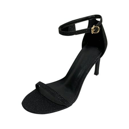 

Cglfd Women S Shoes Fashion Solid Color Minimalistic Glitter Flock Thin Band Sexy Temperament High Heels Sandals