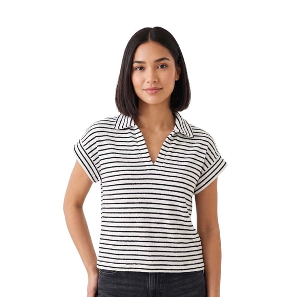Tommy Bahama Women's Coconut Stripe Top Suncoast Loop Terry Polo S/S (S03)