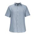 thumbnail image 4 of Kovlvoll Mens Short Sleeve Button down Shirts Cotton Linen Casual Plus Size Solid Color Casual Summer T-Shirt, 4 of 5