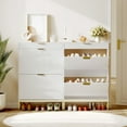 thumbnail image 3 of Danolapsi Fluted Shoe Cabinet with 2 Flip Drawers, a Drawer, a Hook, Modern Narrow Shoe Storage, Farmhouse Wooden Shoe Organizer with Metal Legs, Closed Shoe Racks for Entryway, 3 of 9