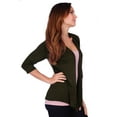 thumbnail image 2 of Simply Ravishing Women's Basic 3/4 Sleeve Hip Length Open Drape Cardigan, Small, Olive, 2 of 4