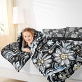 thumbnail image 3 of jejeloiu Artistic Floral Full Size Comforter Sets For Girls,Daisy Pattern Bedding Comforter Set,Black Blue,Black Reversible,3-Piece,1 Comforter and 2 Pillowcases, 3 of 7
