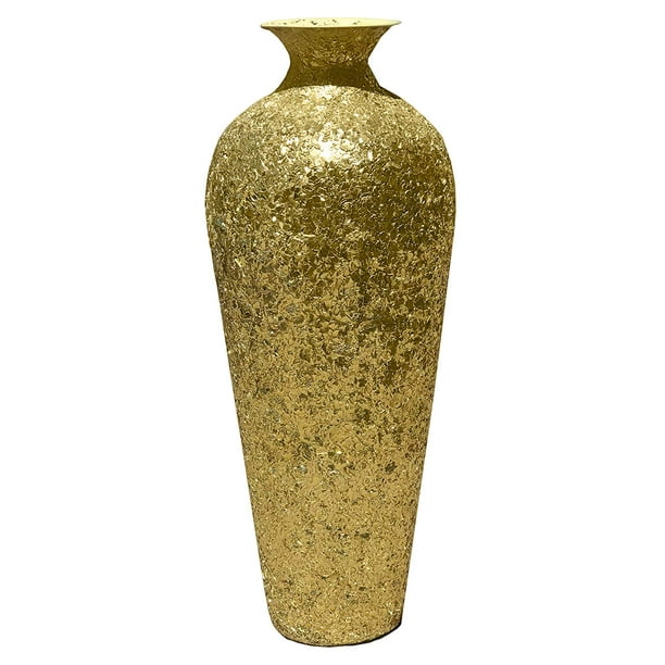 DecorShore Bella Palacio Gold Vase with Crackled Glass Mosaic Artisan