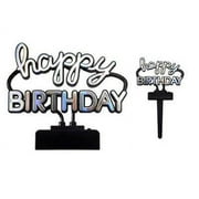 Happy Birthday Neon 80's Sign Cake Topper PLUS 24 Happy Birthday Neon Cupcake Picks - National Cake Supply