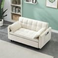 thumbnail image 3 of 3 in 1 Sleeper Sofa Couch Bed,Velvet Convertible Futon Sofa Bed with Pull Out Bed and Adjustable Backrest,Lounge Chaise Armchair Sofa for Living Room Bedroom Apartment,Beige, 3 of 7