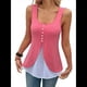 thumbnail image 3 of Camisetas de Tirantes de Verano para Mujer, Moda Informal, Sin Mangas, con Dobladillo Dividido y Botones, Chaleco de para Trabajo. Negro M, 3 of 7