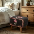 thumbnail image 3 of Xixirimido Red Rose Fire Pattern Ottoman Slipcover Form-Fit Stretch Footstool Cover for Leather/Fabric Ottomans, Non-Slip Bottom & Living Room/Bedroom Use, Small, 3 of 7