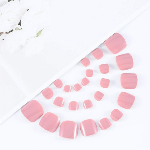 24pcs Short Fake Toenails with Design False Toenails Full Cover Acrylic French Artificial Fake Feet Nail Tips
